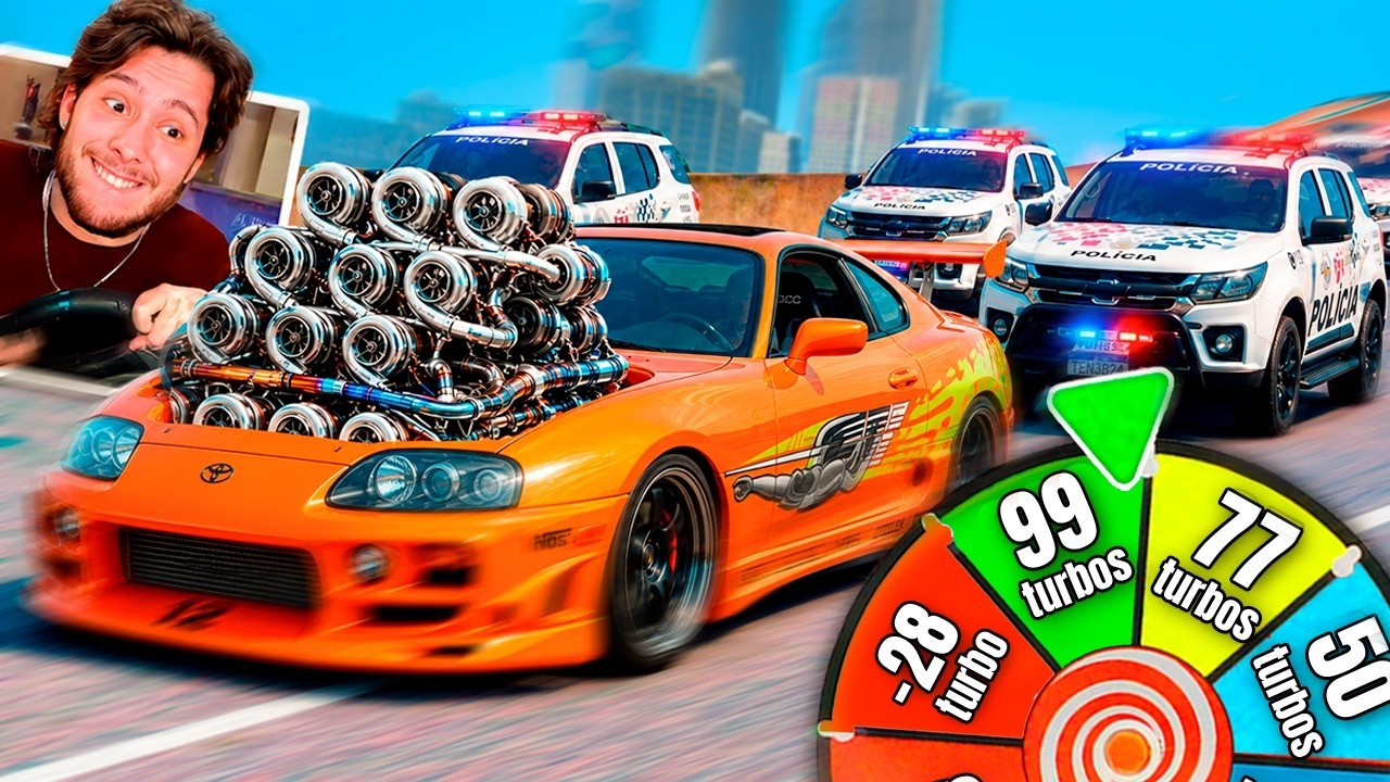 Fuga, mas a ROLETA decide com quantos TURBOS!! (GTA 5 RP)