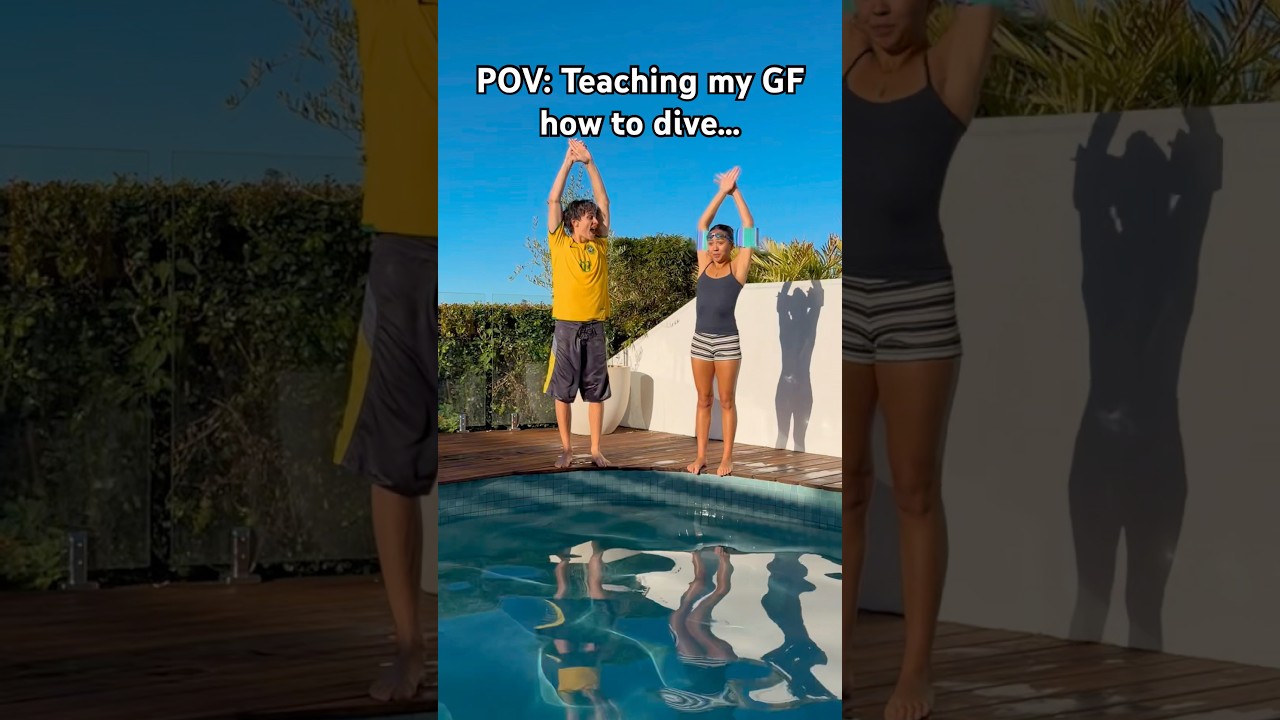 Teaching my GF how to dive 🤣😭