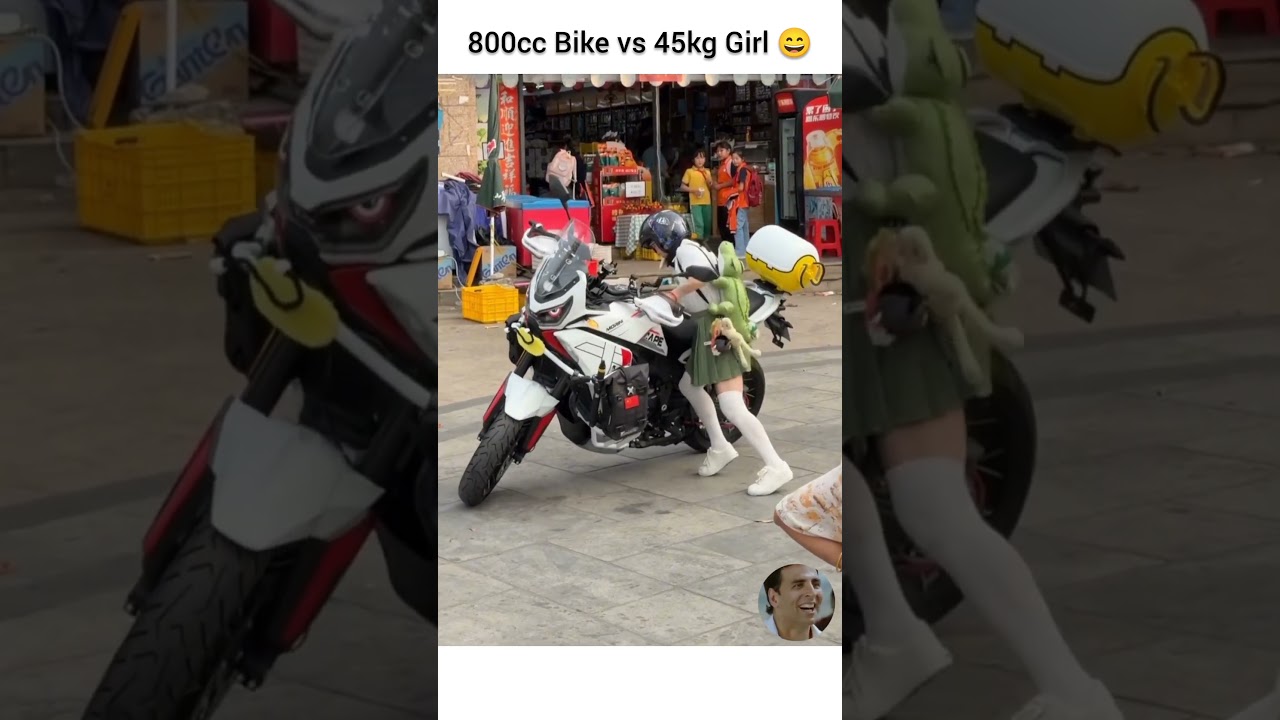 800cc Bike vs 45kg Girl 😄#shorts #reaction #funny #bike #rider #video