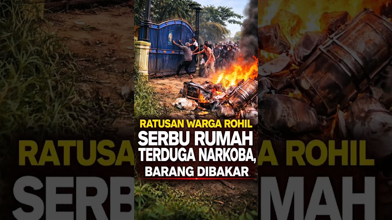 Ratusan Warga Rohil Serbu Rumah Terduga Bandar Narkoba, Barang Dibakar#berbagiinfo #videoviral