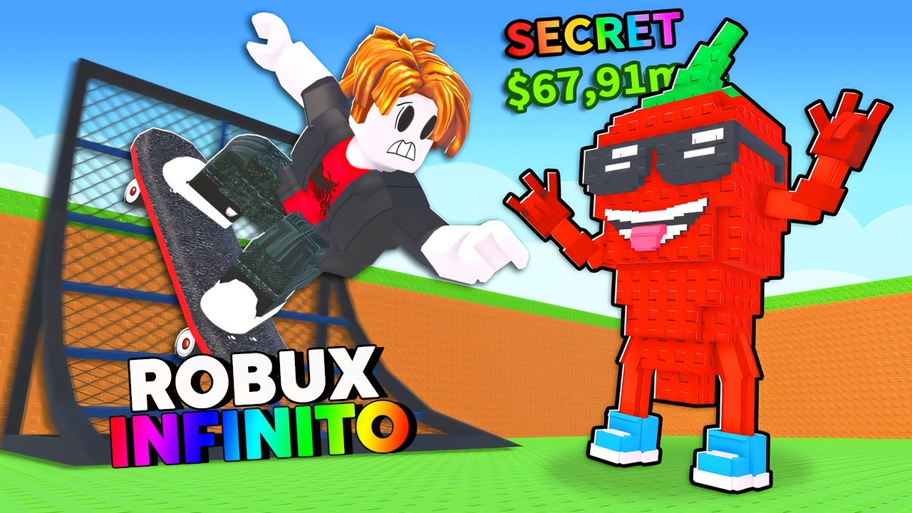 PRIMEIRA VEZ NO SKATE PARA BRAINROTS COM ROBUX INFINITO ATIVADO NO ROBLOX 🤑