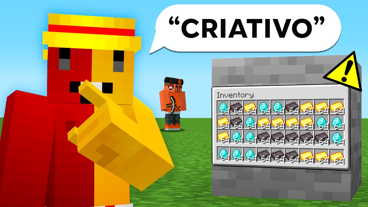 Secretamente zerando o minecraft no modo Criativo