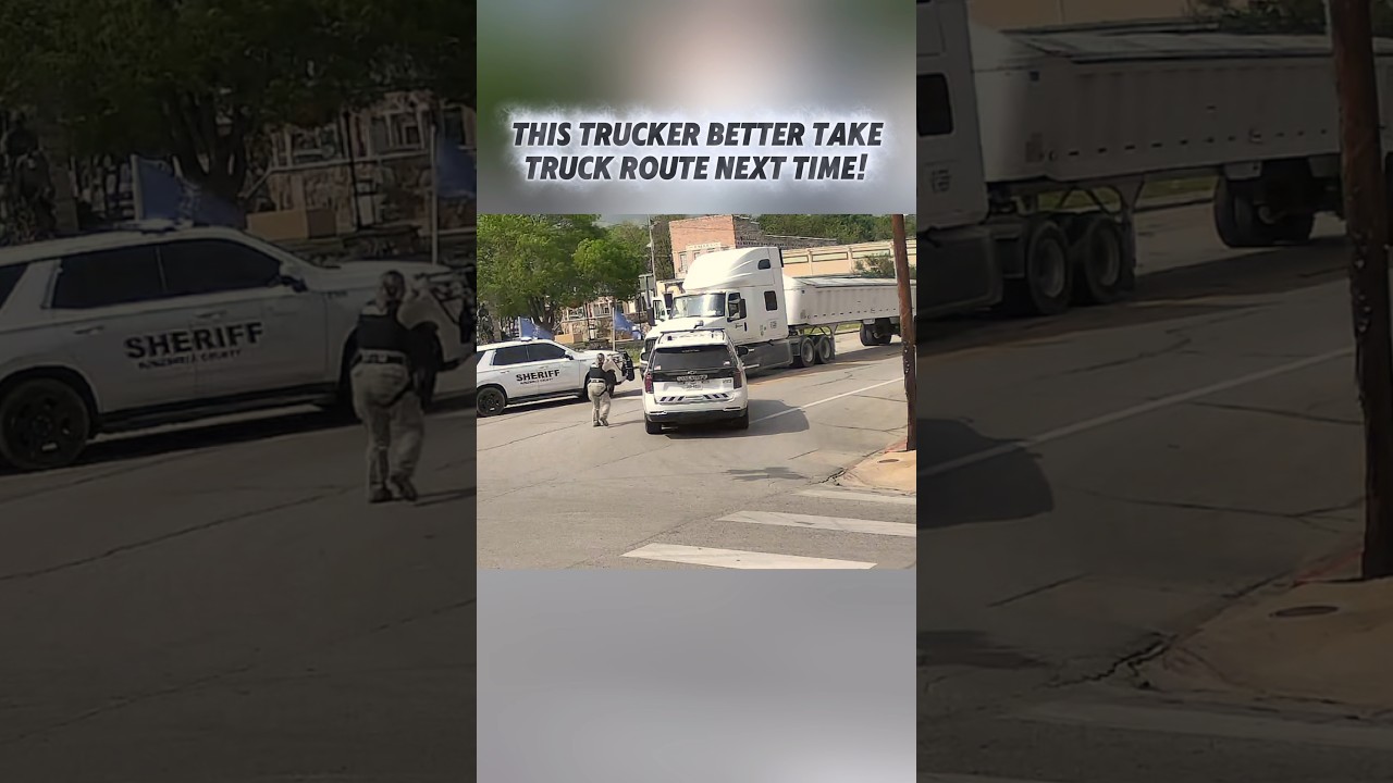 This truck driver better take another route next time! #trucking #trucker #semi #cdl