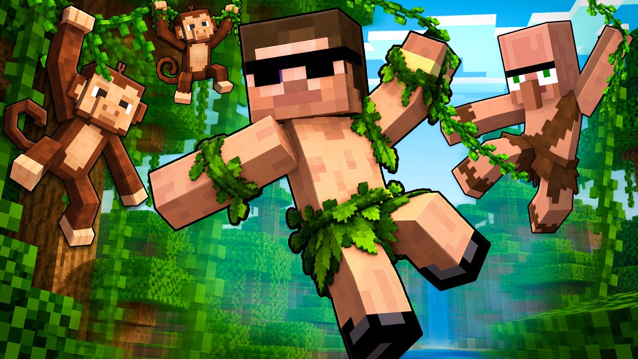 Surviving in Jungle as Tarzan in Minecraft..
