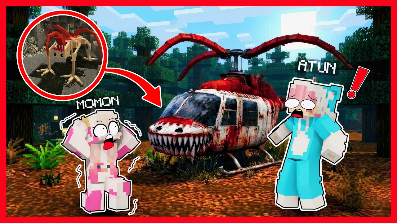 ATUN & MOMON MENEMUKAN HELIKOPTER TERBENGKALAI MILIK MONSTER !! Feat @sapipurba  Minecraft