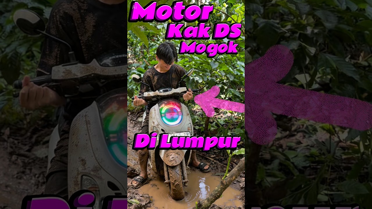 Motor kak DS mogok di lumpur #comedy #minivlog #anakdesa #motor #matic