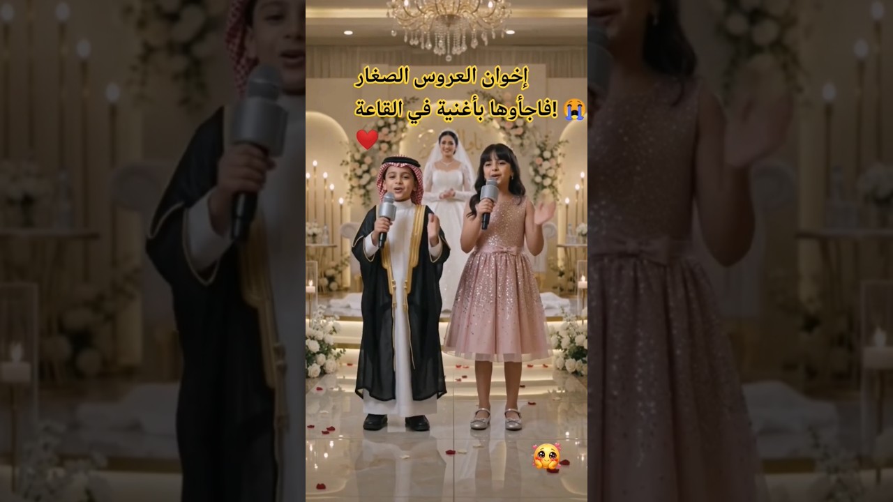 اخوت العروسه الصغار فاجأوها بأغنية في القاعة الأفراح! 😭❤️ شوفوا وش قال الصغير! #shorts #قصص #عرس#حفل