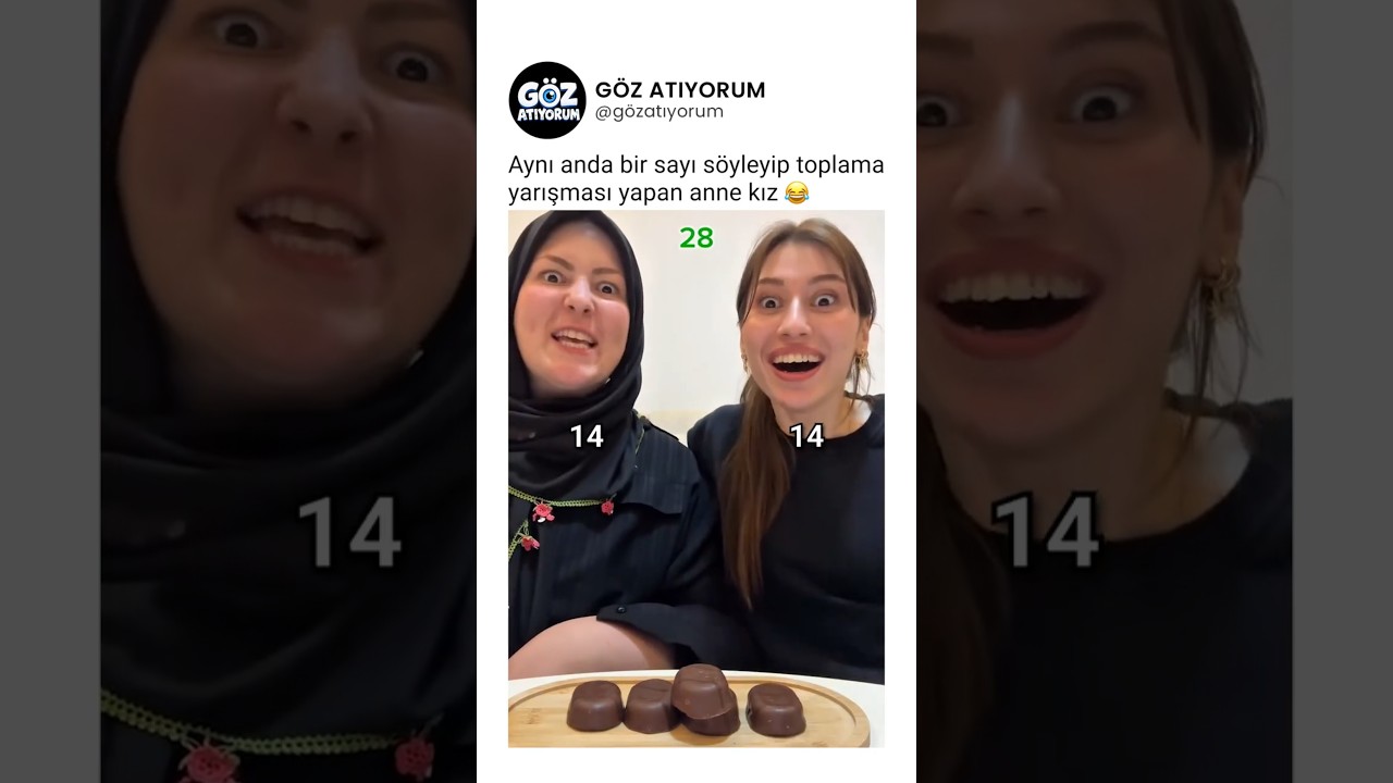 Aynı anda bir sayı söyleyip toplama yarışması yapan anne kız 😂