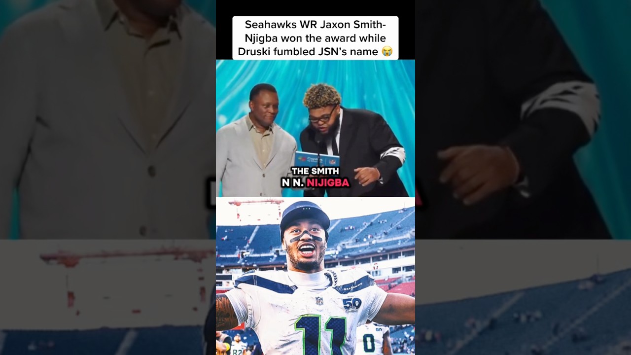 Seahawks WR Jaxon Smith-Njigba won the award while Druski fumbled JSN’s name #superbowl #football - Published by Real Moonlight Show