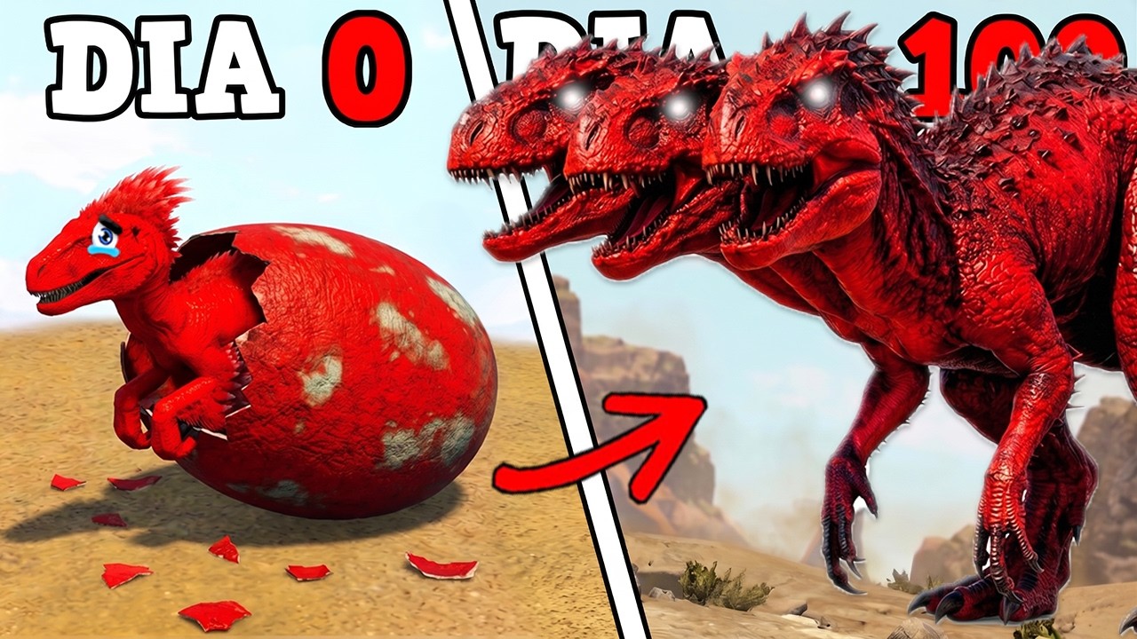 SAINDO DO OVO! EVOLUI PARA O GIGANTE INDOMINUS REX VERMELHO DE 3 CABEÇAS!