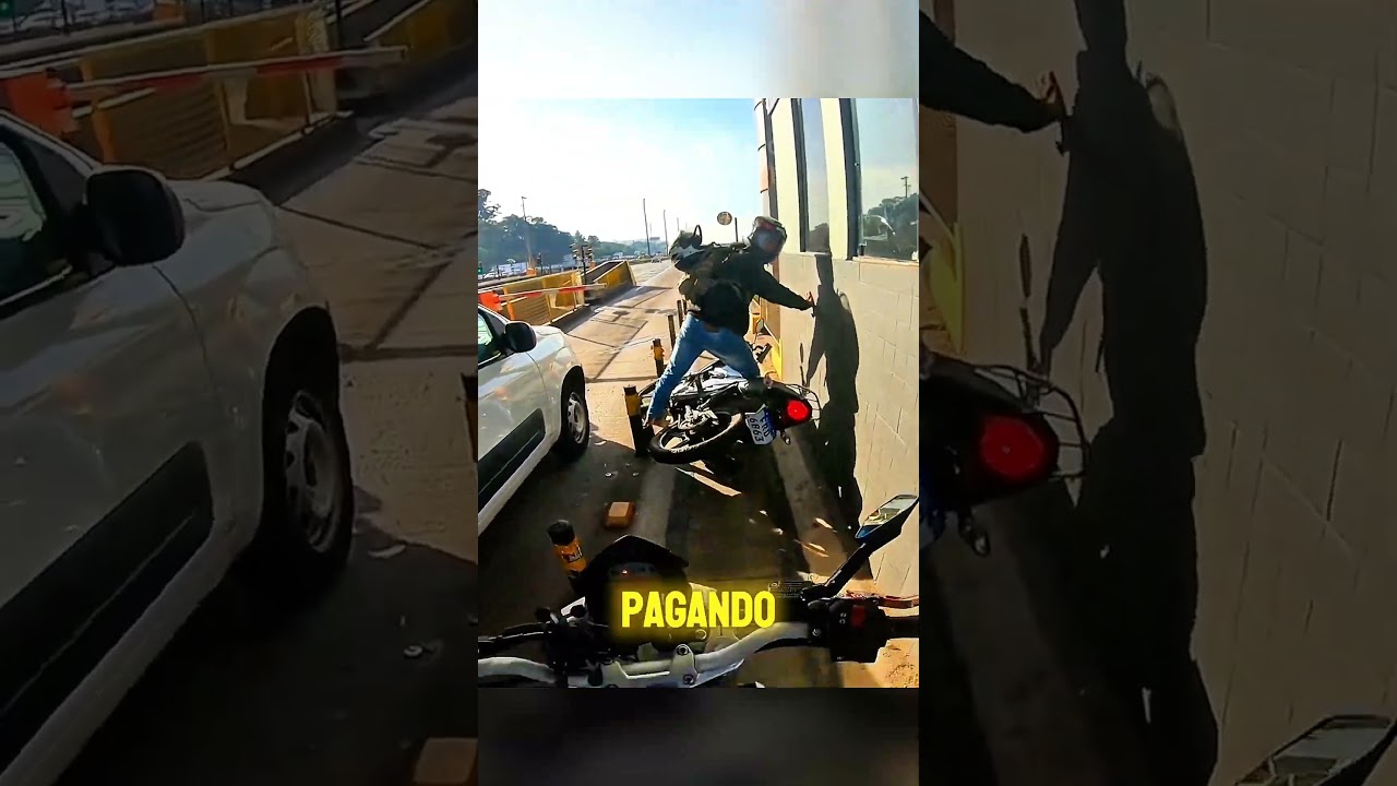 Motociclista Perde O Freio E Acaba Vivendo Uma Situação Muito Estranha.
