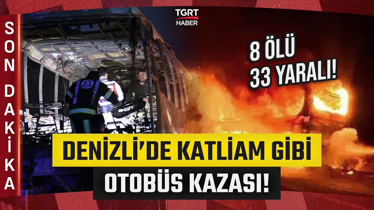 Denizli'de Bayram Dönüşü Kahreden Kaza: Yolcu Otobüsü Bariyerlere Çarpıp Yandı! - TGRT Haber