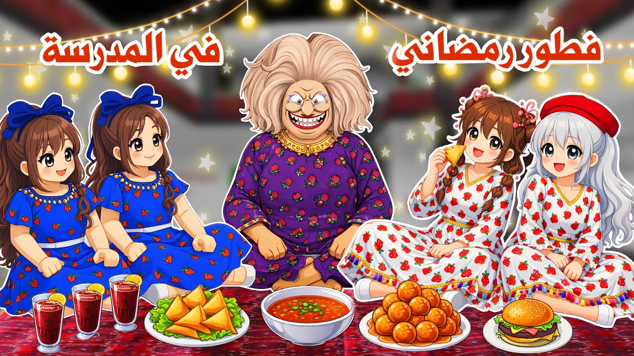 فطور رمضاني في المدرسة🤩🌙مع المعلمة زينب والمتنمرات، ولكن صارت أشياء مستحيل تتوقعوها 😨❗️| roblox