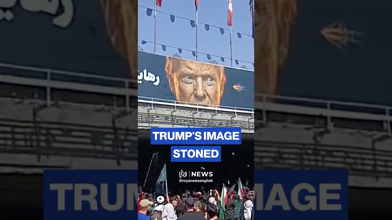 Trump's image gets stoned during Khamenei funeral procession in Iran