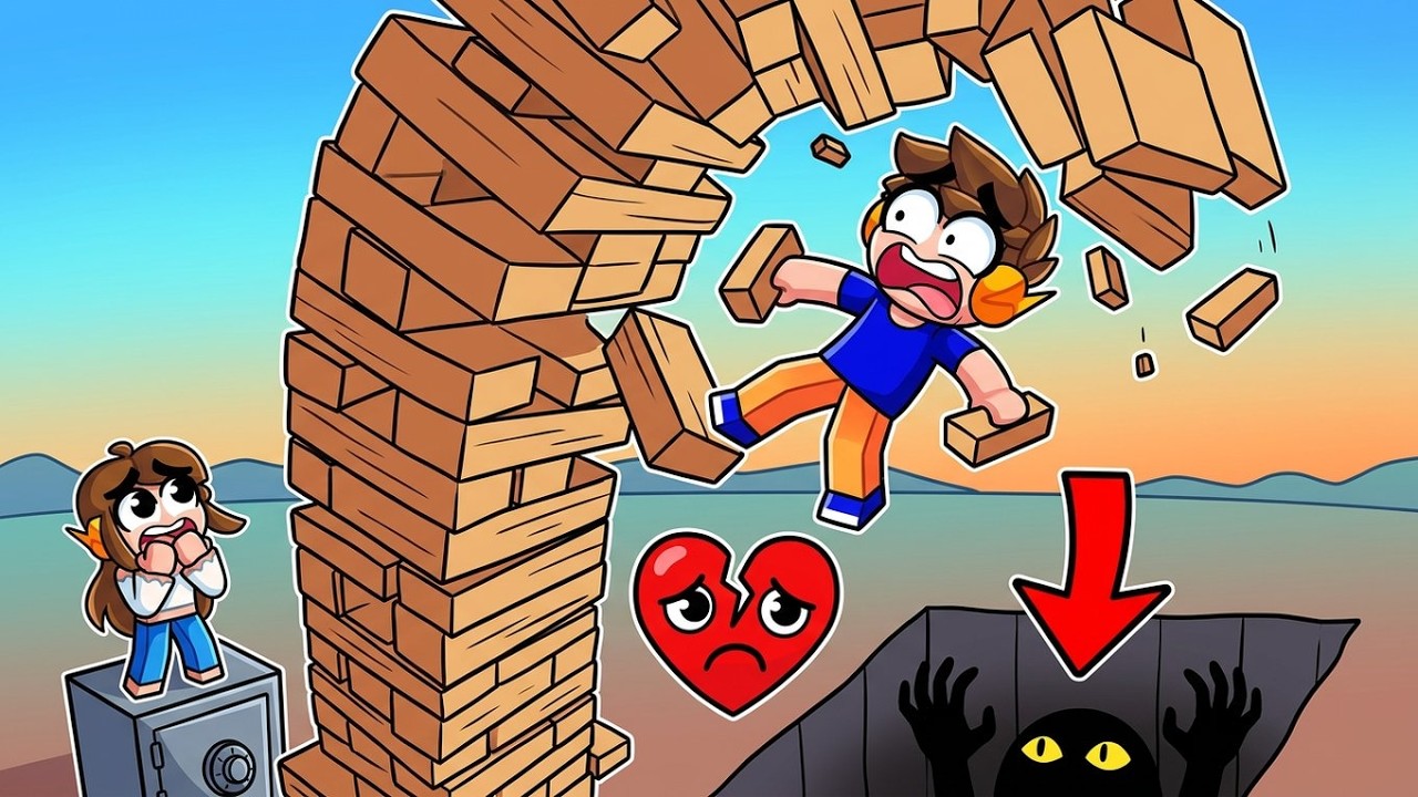 SE CAIR do JENGA GIGANTE do ROBLOX, PERDE!
