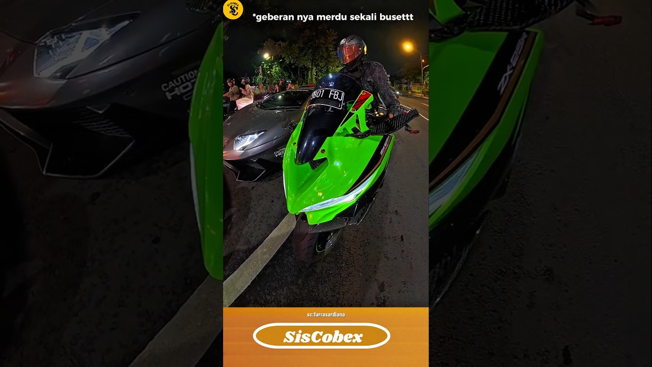 reaksi orang-orang langsung kaget! saat lamborgini balas geberan kawasaki zx