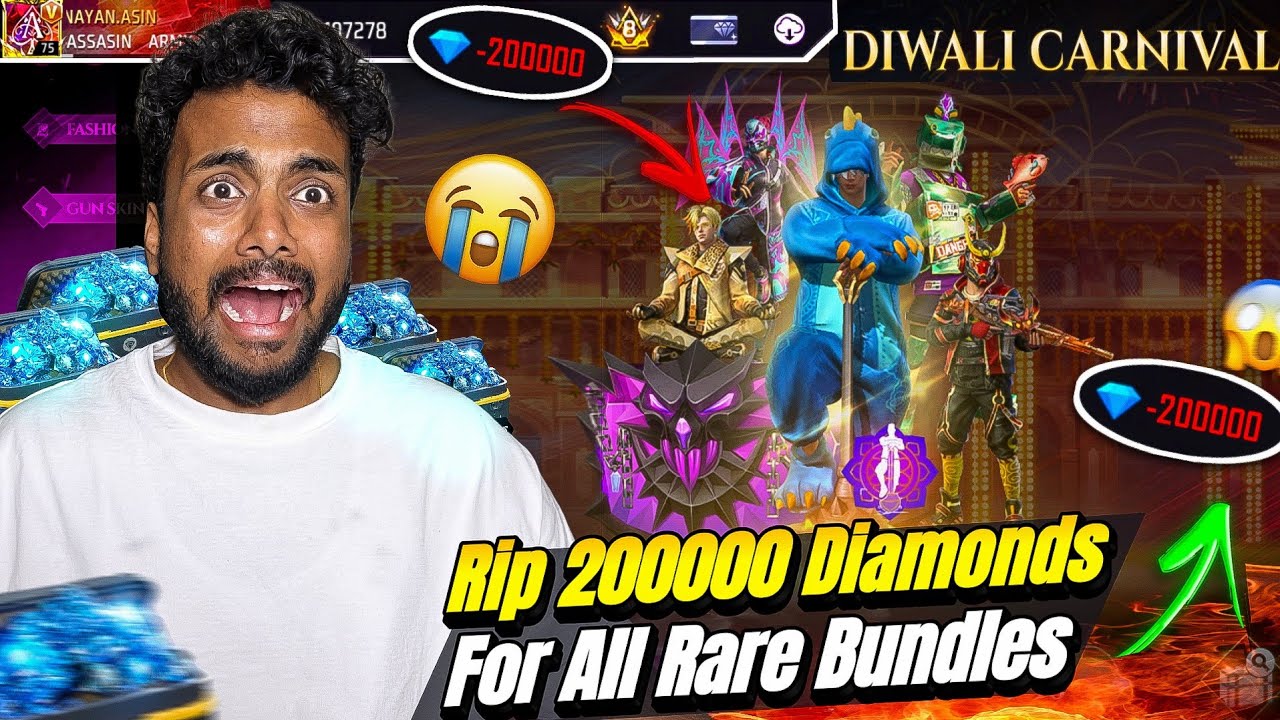 Rip 200000 Diamonds For Diwali Carnival All Rare Bundles & Rare Dino 🤯 - Garena Free Fire Max