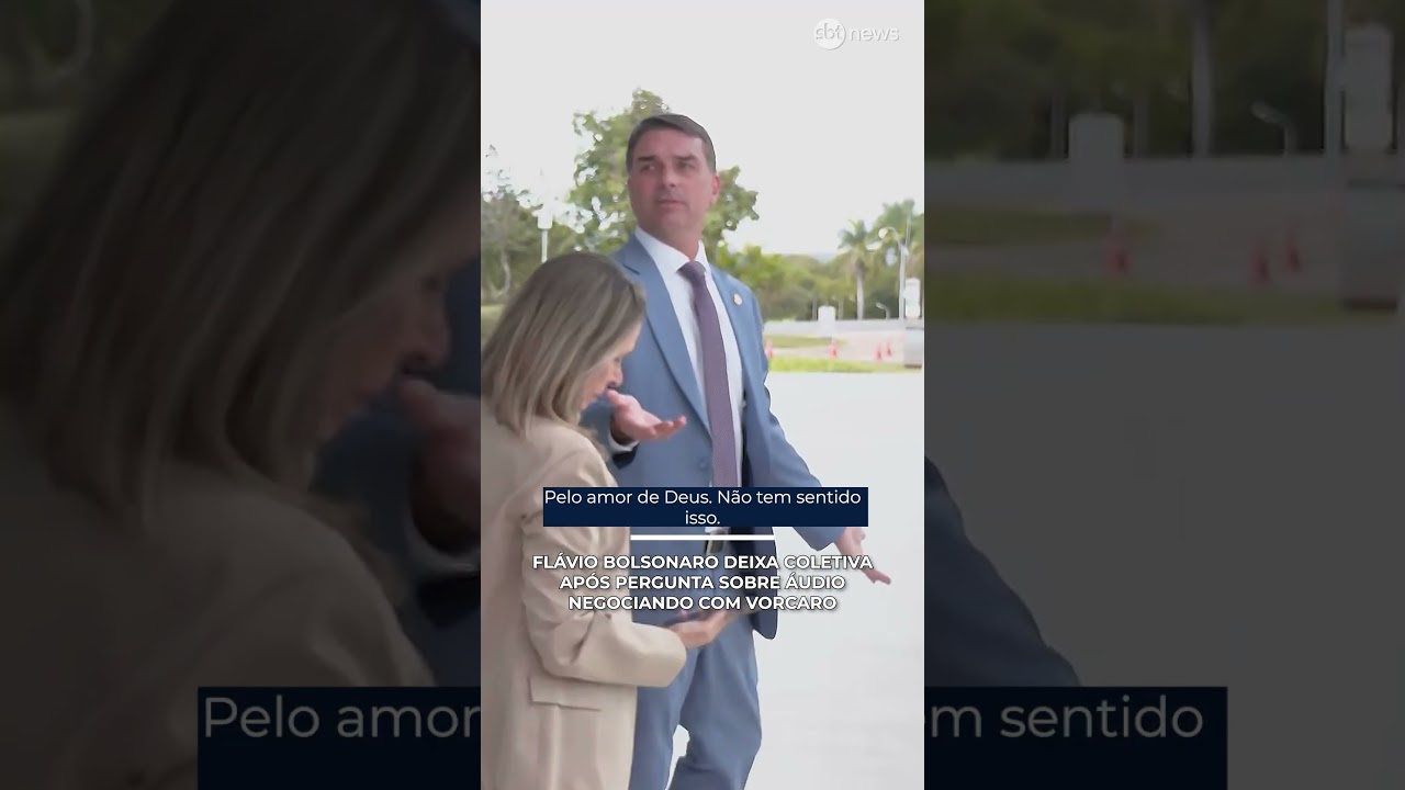 Flávio Bolsonaro deixa coletiva após pergunta sobre áudio negociando com Vorcaro | #SBTNews