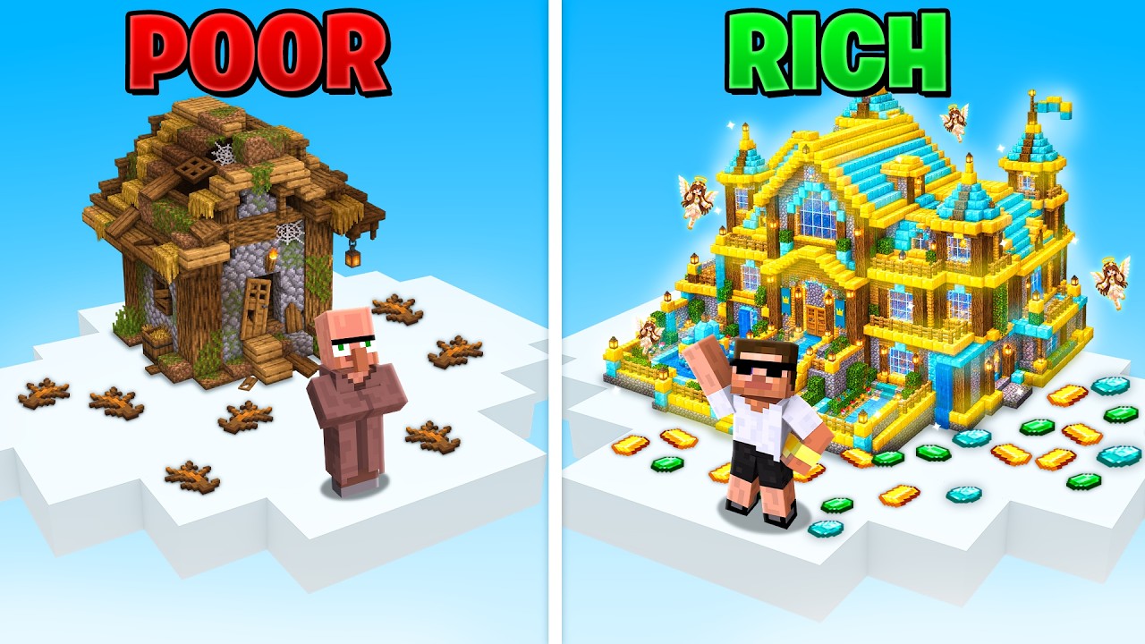 Rich vs Poor Cloud Battle in Minecraft..
