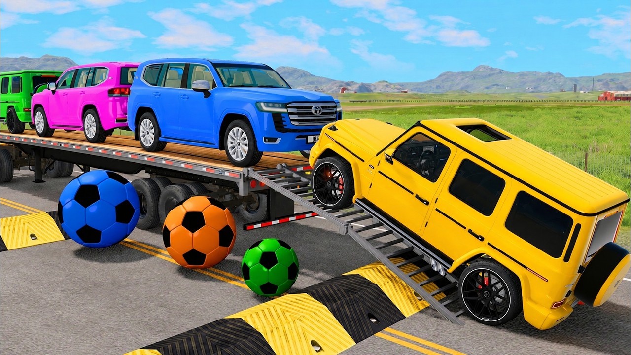 Flatbed Truck Mcqueen | Transportation with Truck - Pothole vs Car # - BeamNG.Drive#