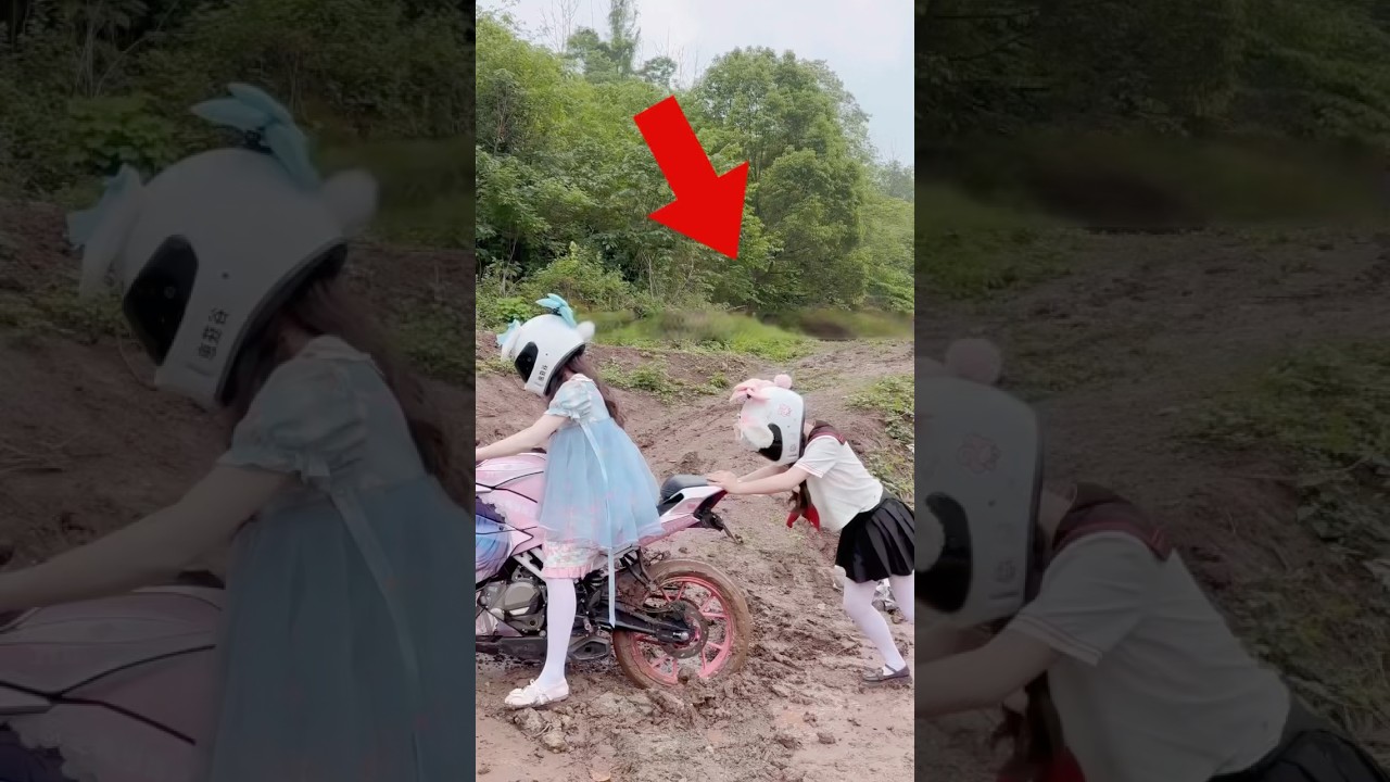 The girl decided to learn to ride a motorcycle by herself.#shorts