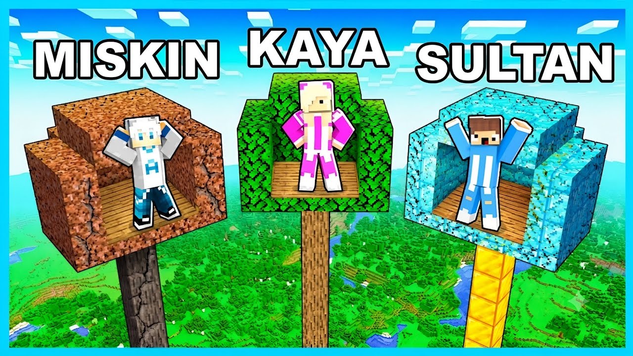 MIPAN & ZUZUZU TANTANGAN BUAT RUMAH POHON MISKIN VS KAYA VS SULTAN DI MINECRAFT!